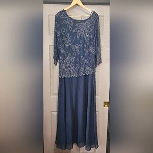 Jkara Navy Blue beaded gown size 18W